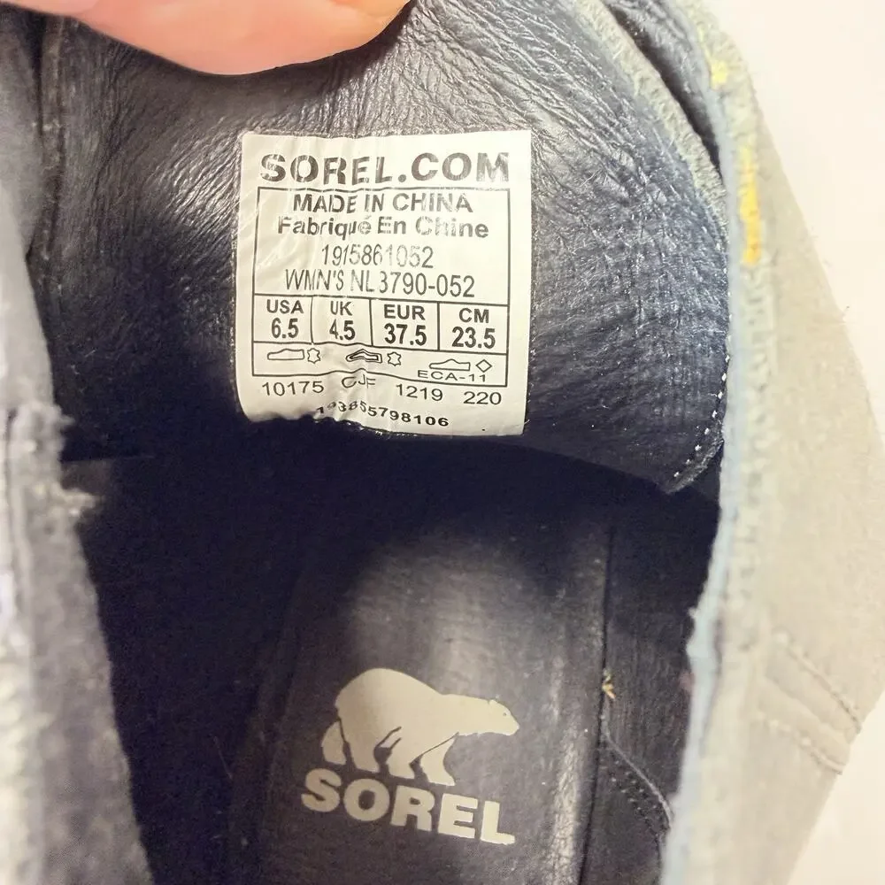 SOREL Gray Joan Uptown Suede Leather Wedge Booties Women Size 6.5